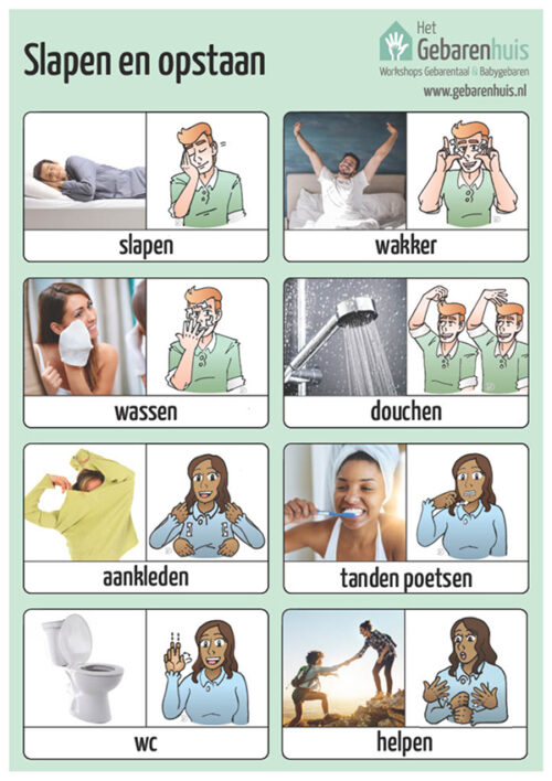Gebarenposter - Slapen en opstaan